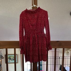 NWOT Polka-dot smocked waist ruffled mini dress
